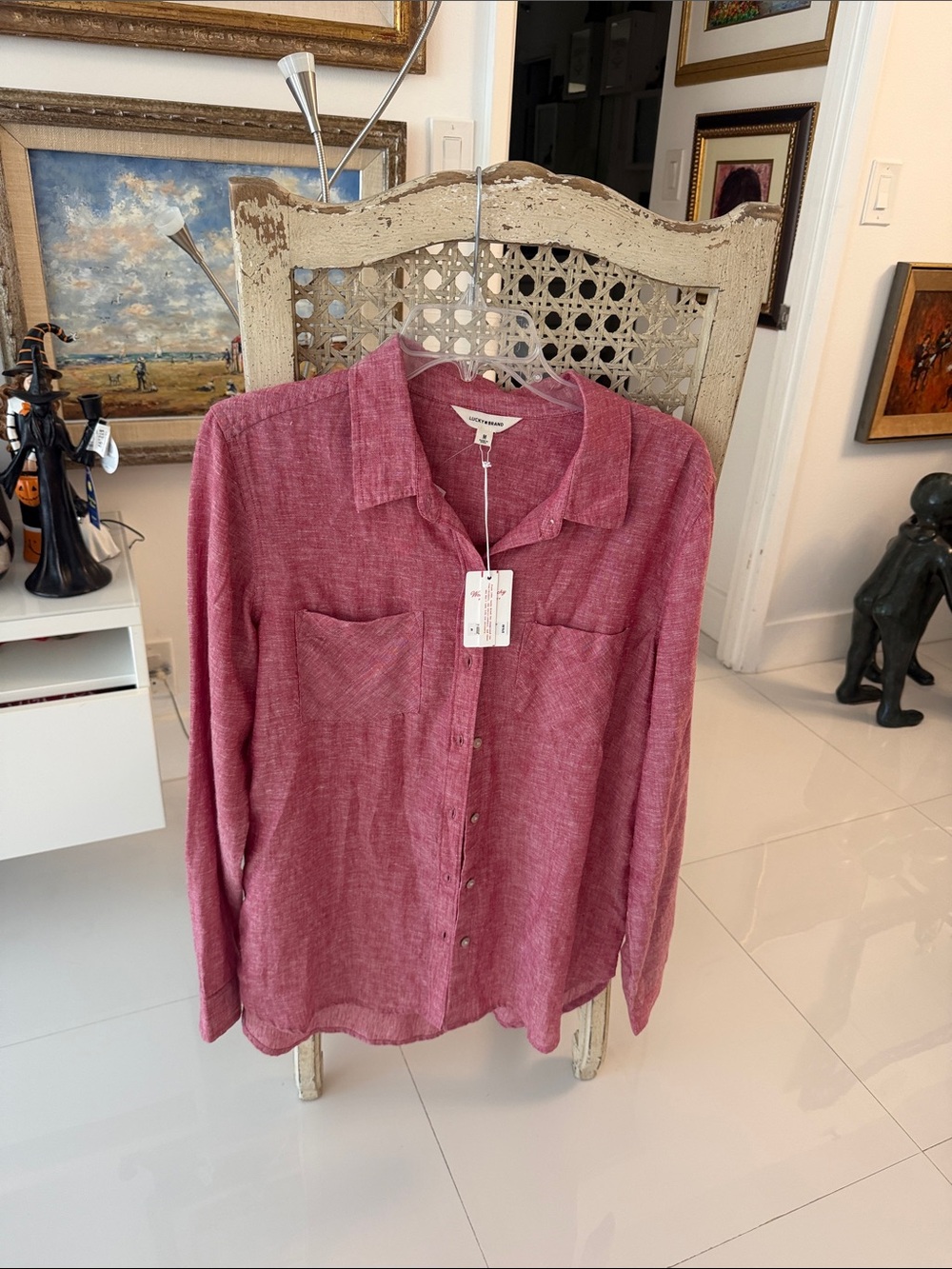 Lucky Brand  Button-Down Boyfriend Shirt in Dusty Rose